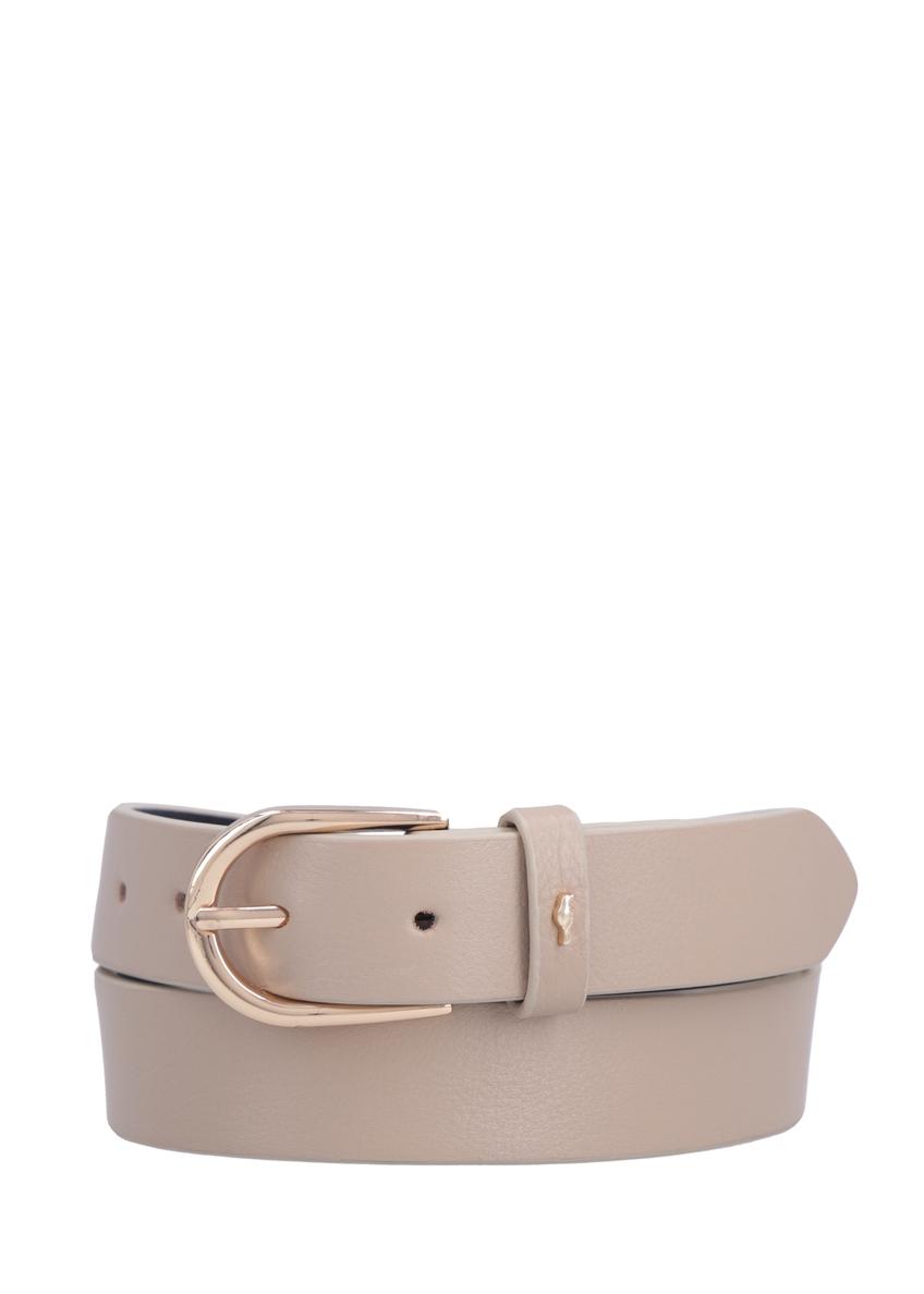 Beige leather women's belt PASDS-0345-1B(Z26), front product view on white background.