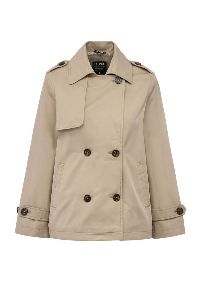 Beige women's pea coat KURDT-0556-24(W25)