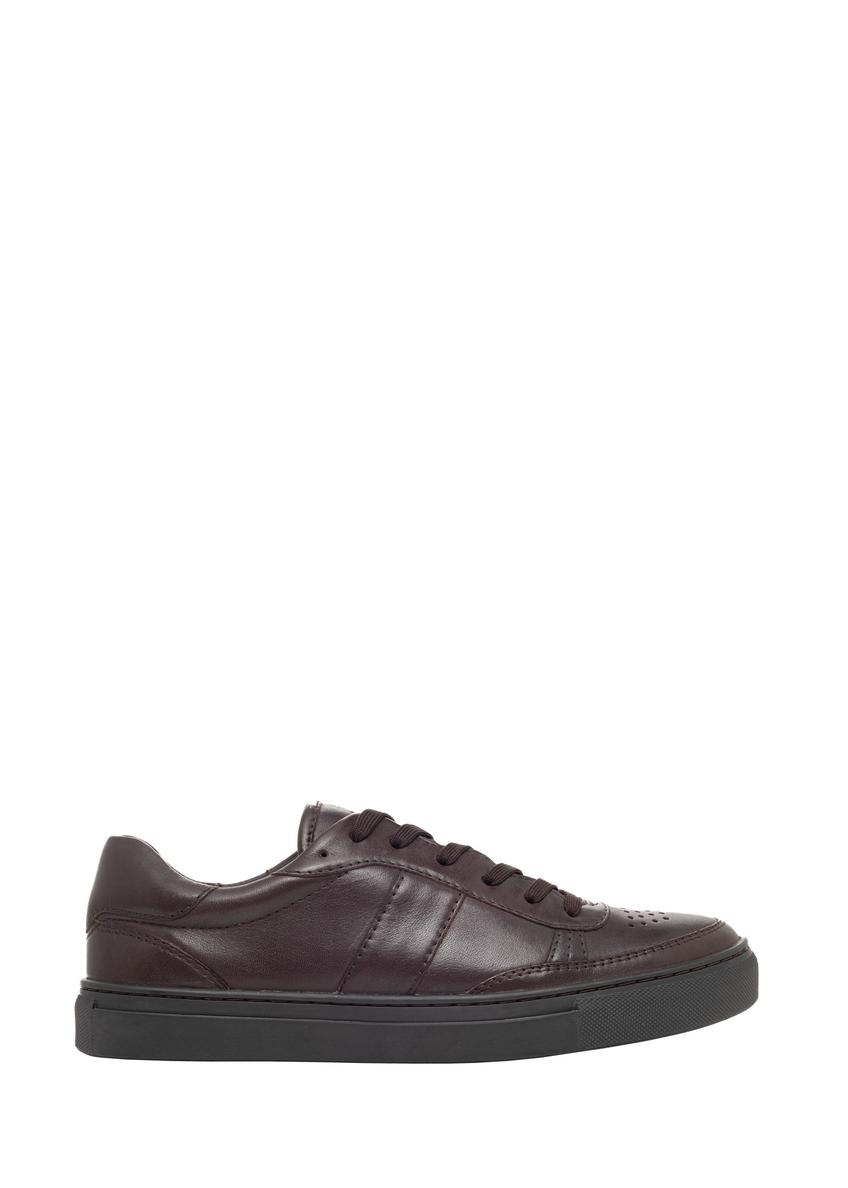 Women's leather sneakers in dark brown color BUTYD-1294-1I(Z26)