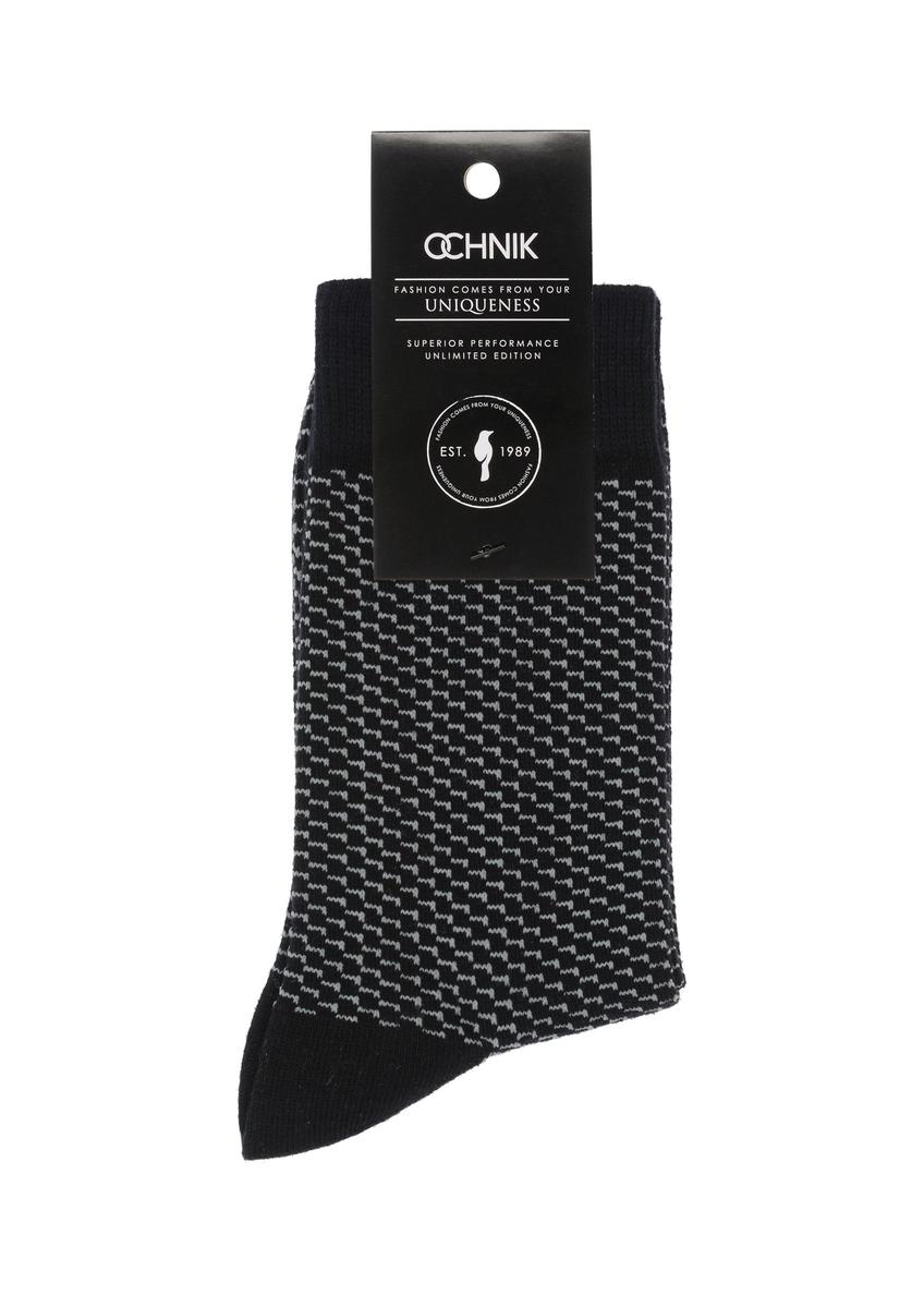 Long navy blue men's socks SKAMT-0163A-69(Z24)