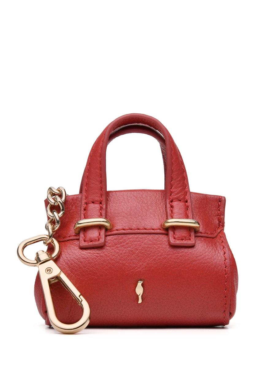Red leather bag-shaped keychain BRELOK-0214-42(Z25), front product view on white background.