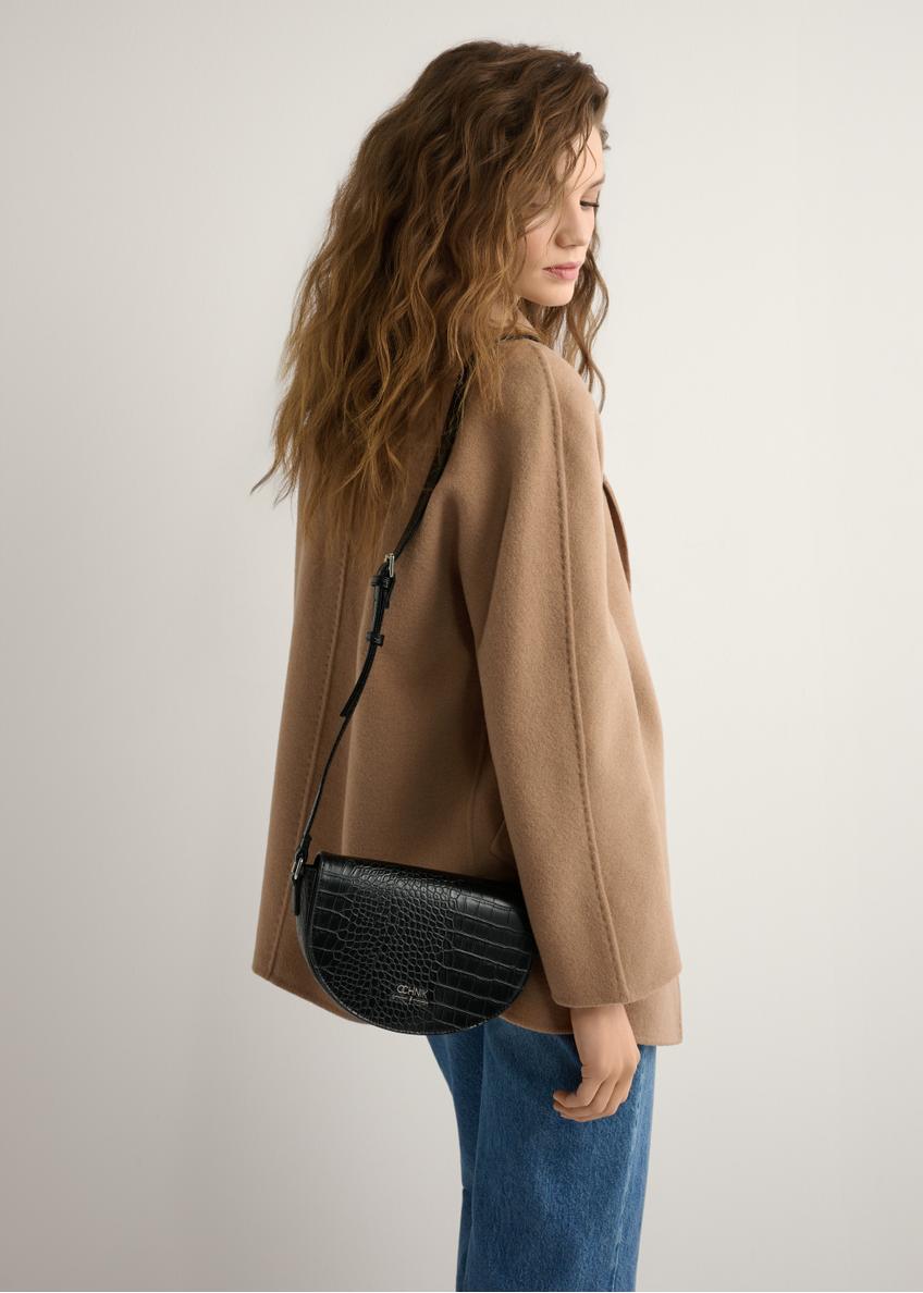 Black semi-circular croco women's messenger bag TOREC-1184-9G(W26)