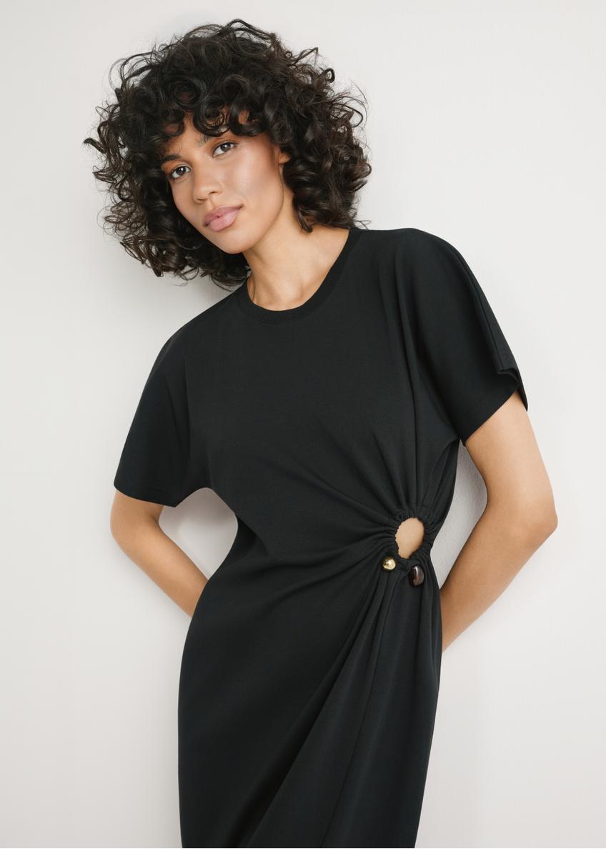 Black cotton midi dress SUKDT-0273-99(W26)