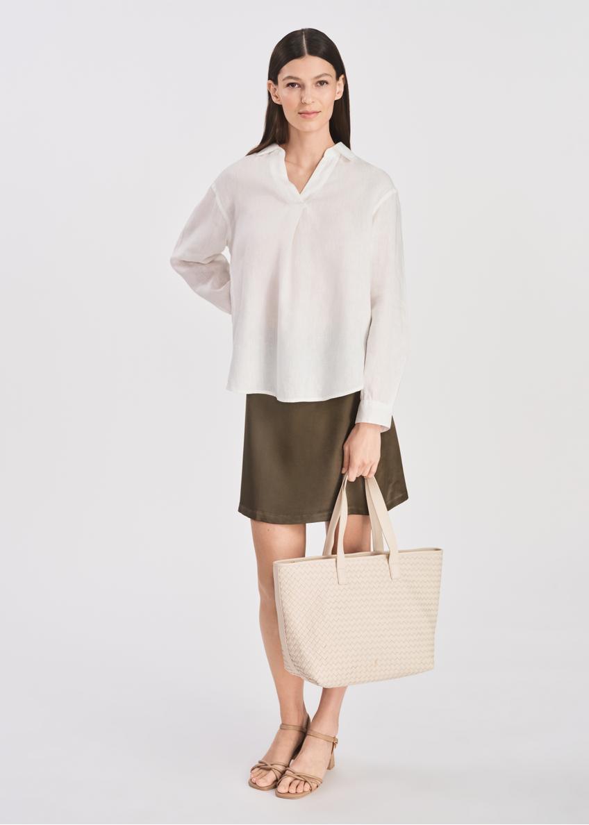 Leather cream women's shopper bag TORES-1107-12(W25)