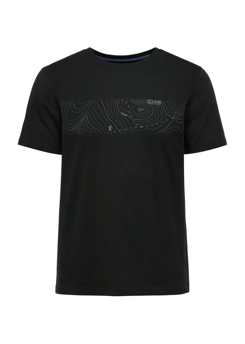 Black men's t-shirt with print TSHMT-0126-99(W25)