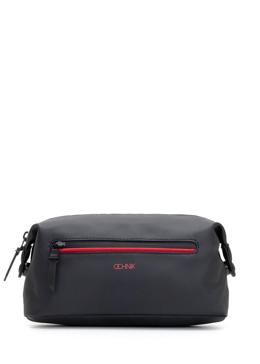 Black men's cosmetic bag TORMN-0397-9J(W26), front product view on white background.