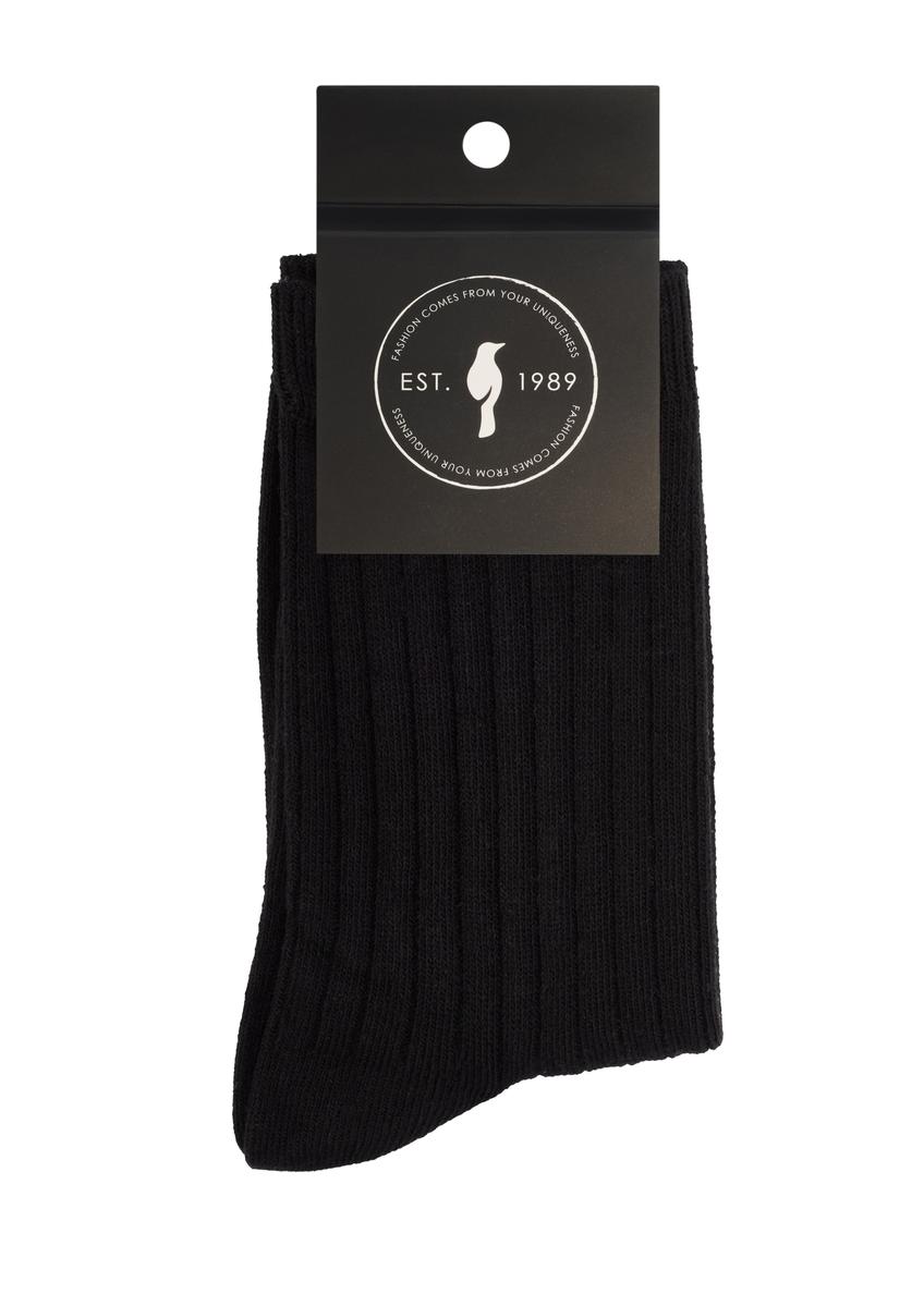 Black ribbed long women's socks SKADT-0072-99(W26)
