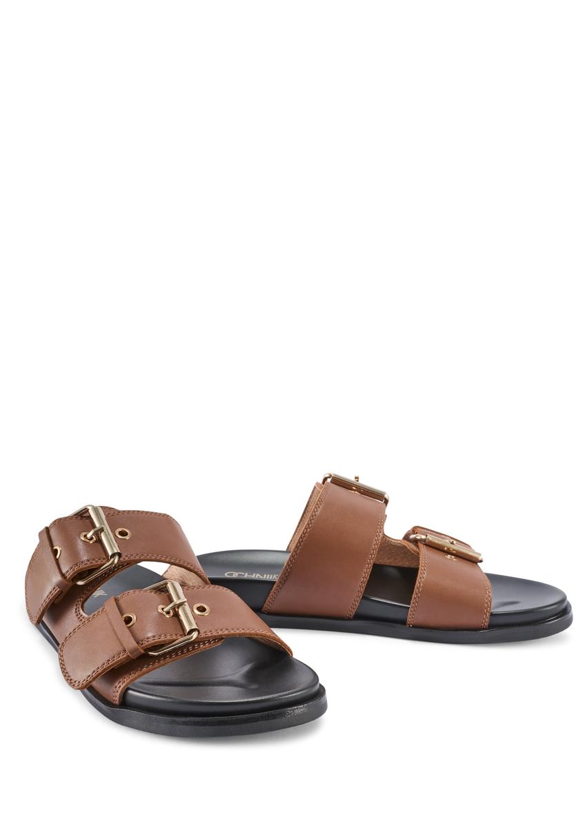 Camel leather women's flip-flops BUTYD-1161-1D(W26)