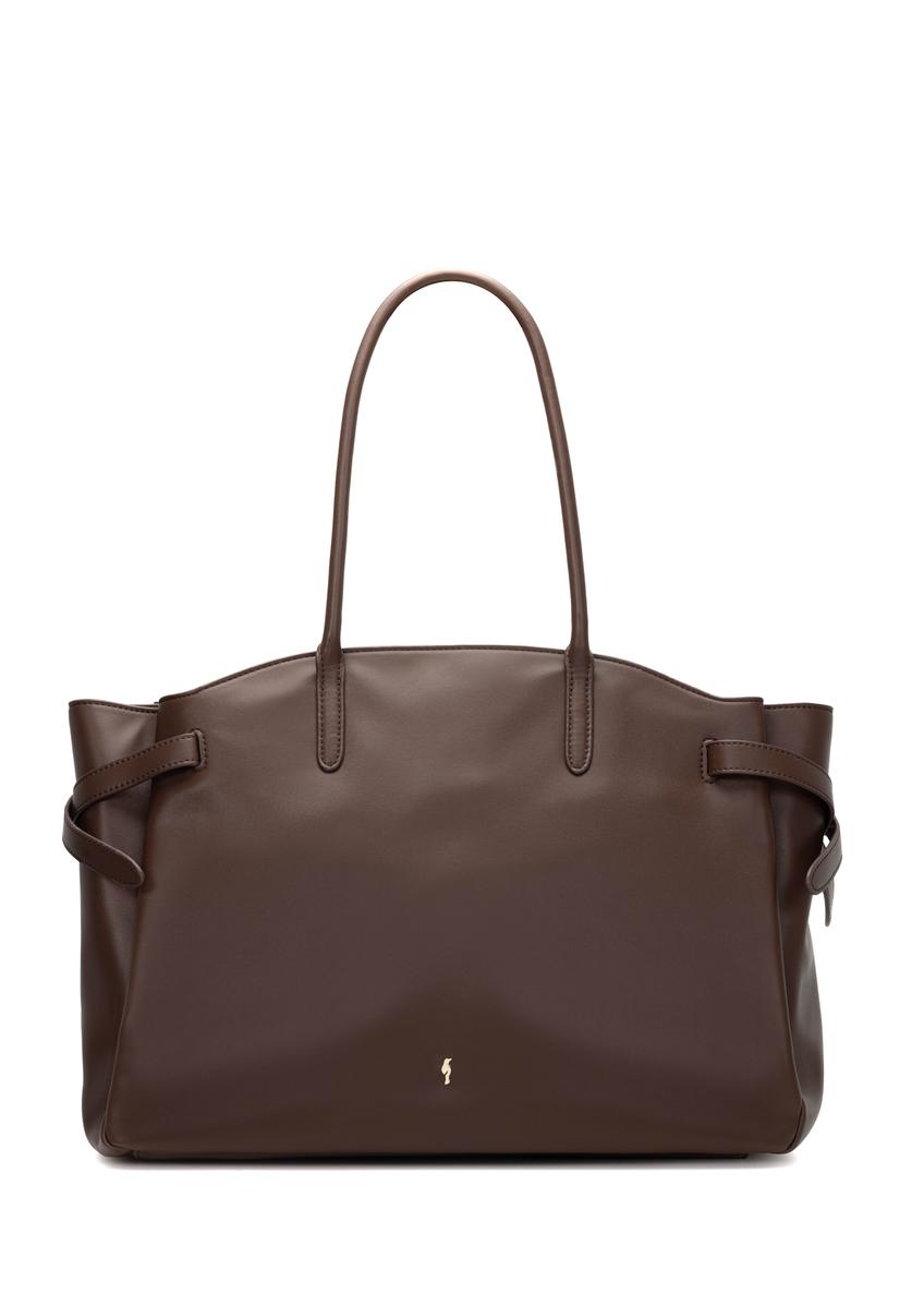 Large brown women's handbag TOREC-1135-1H(W26), front product view on white background.