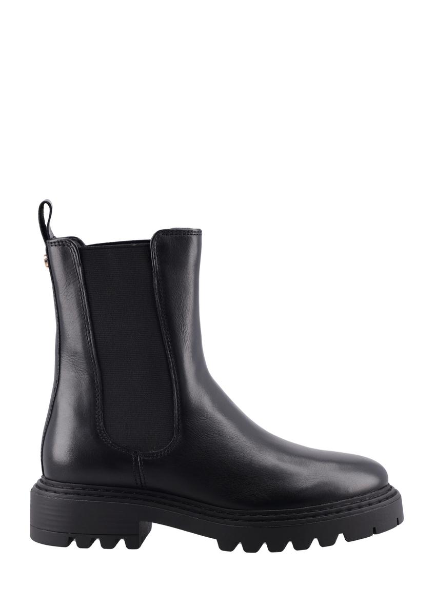 Women's black leather Chelsea boots BUTYD-1287-99(Z26), side view of the product on a white background.
