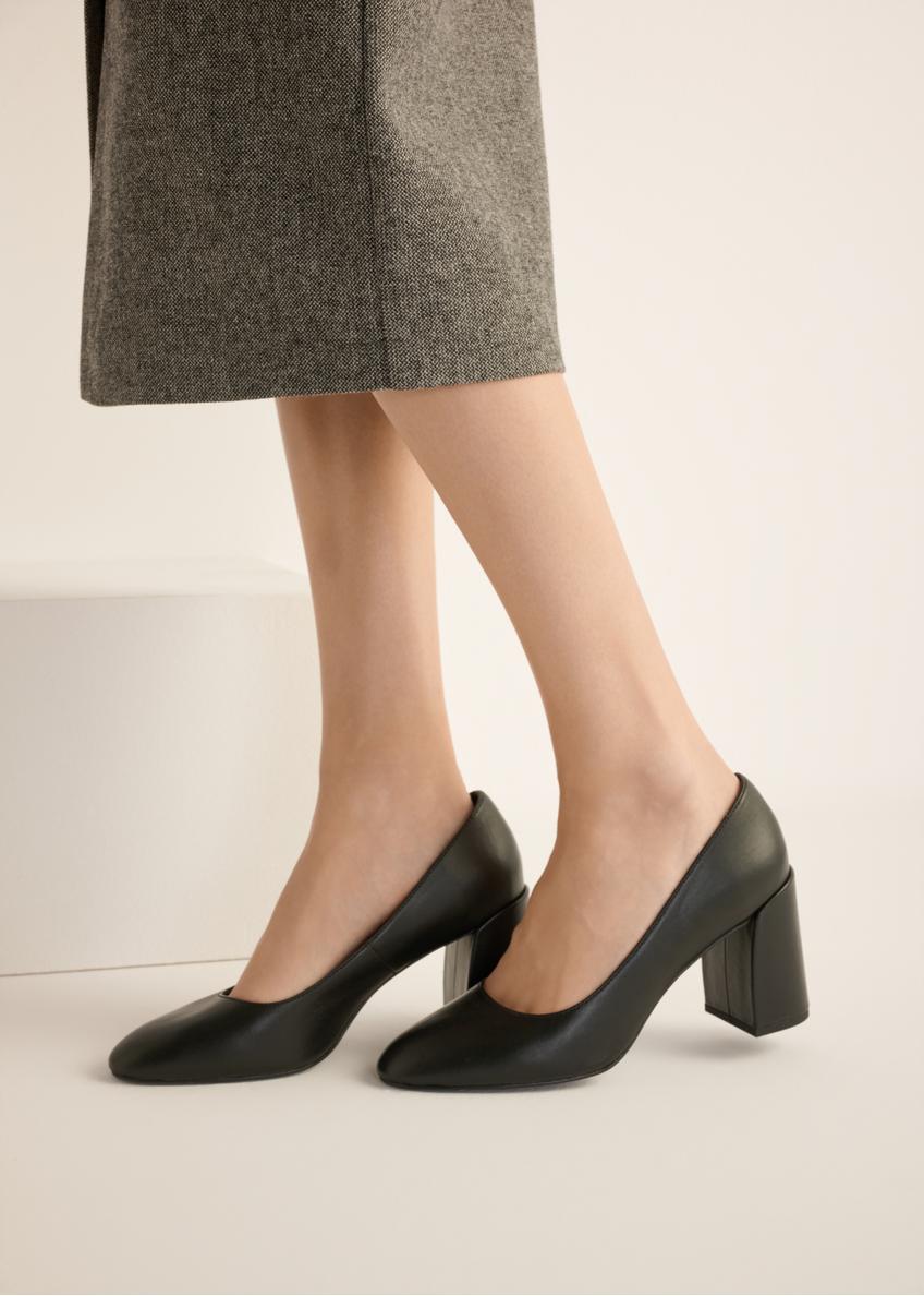Women's black leather pumps BUTYD-1307-99(Z26)