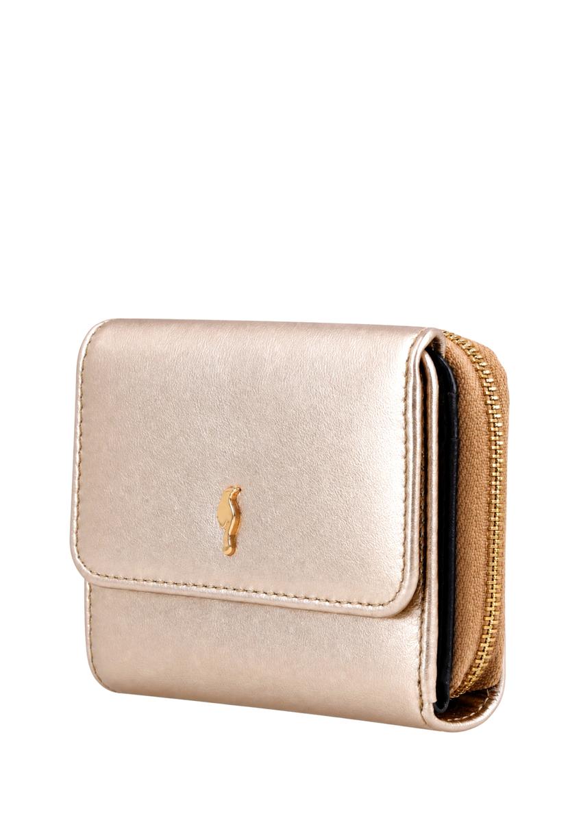 Small women's leather wallet in gold color PORES-1026-2X(Z26)