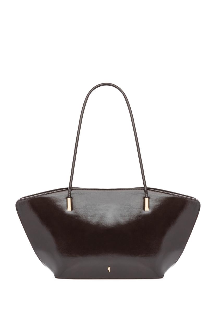 Brown women's shoulder bag TOREC-1237-1I(W26), front product view on white background.