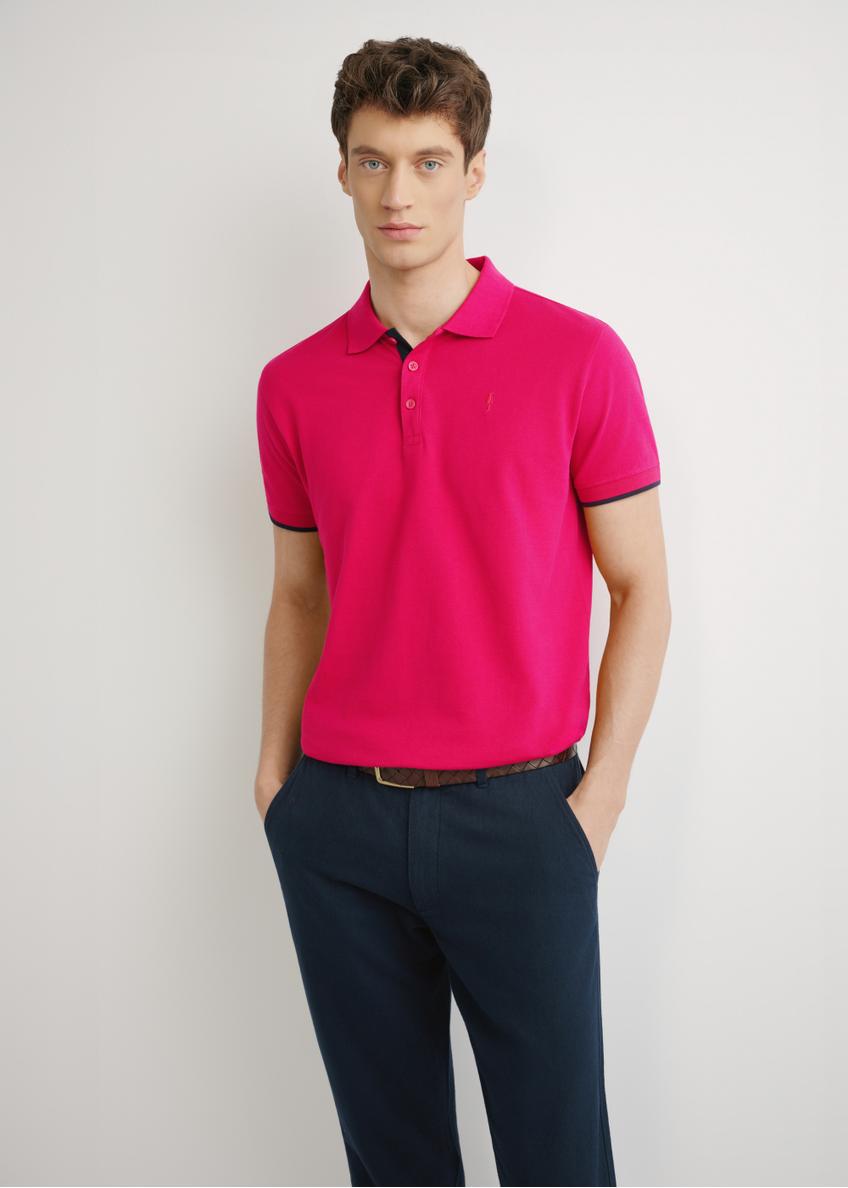 Fuchsia cotton polo shirt POLMT-0045B-5E(W26)