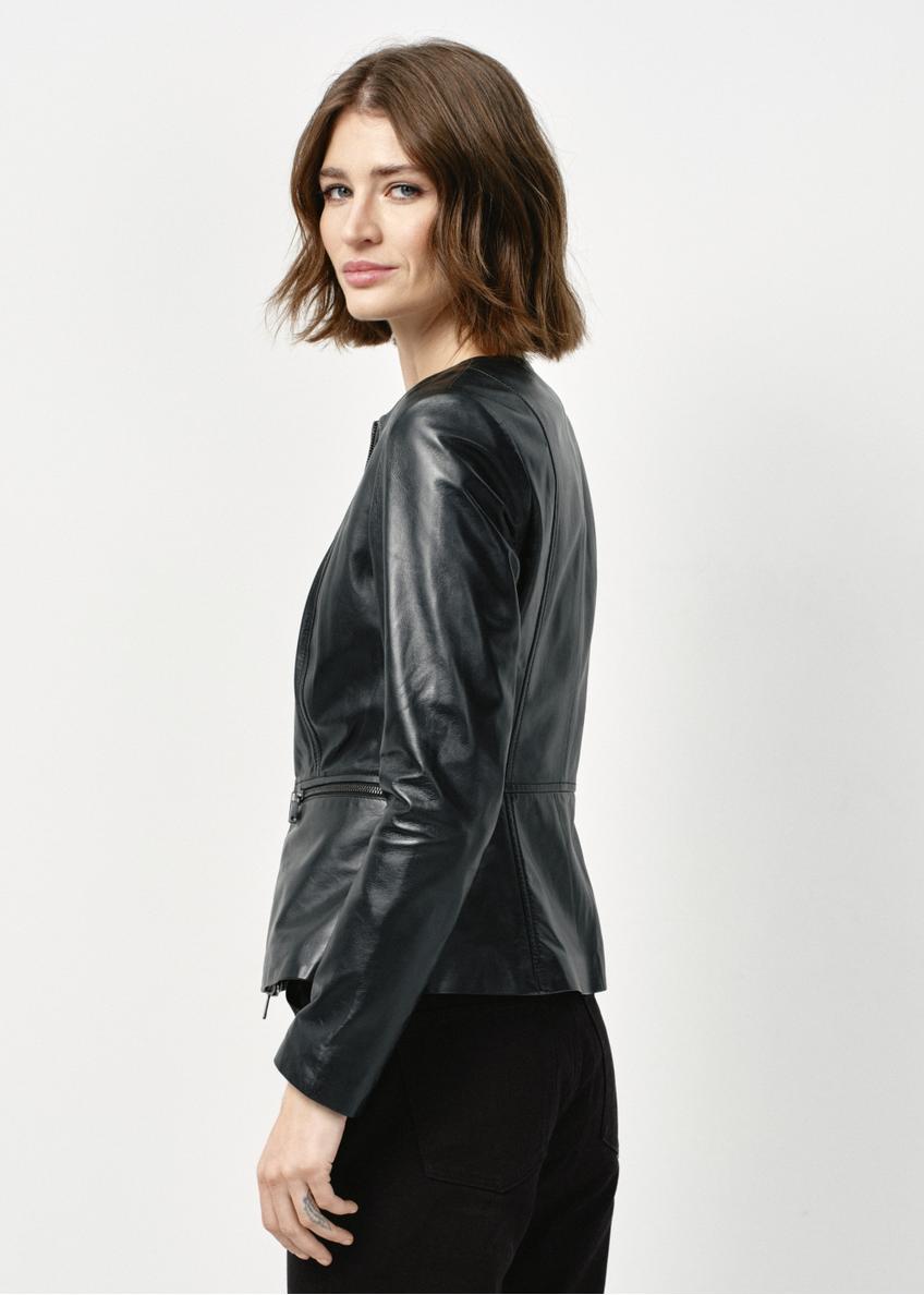 Black waisted leather jacket for women KURDS-0484-1040(W25)