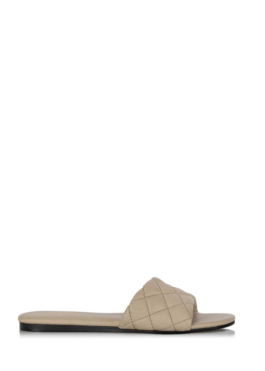 Leather beige quilted flip-flops BUTYD-1066-81(W24)-08