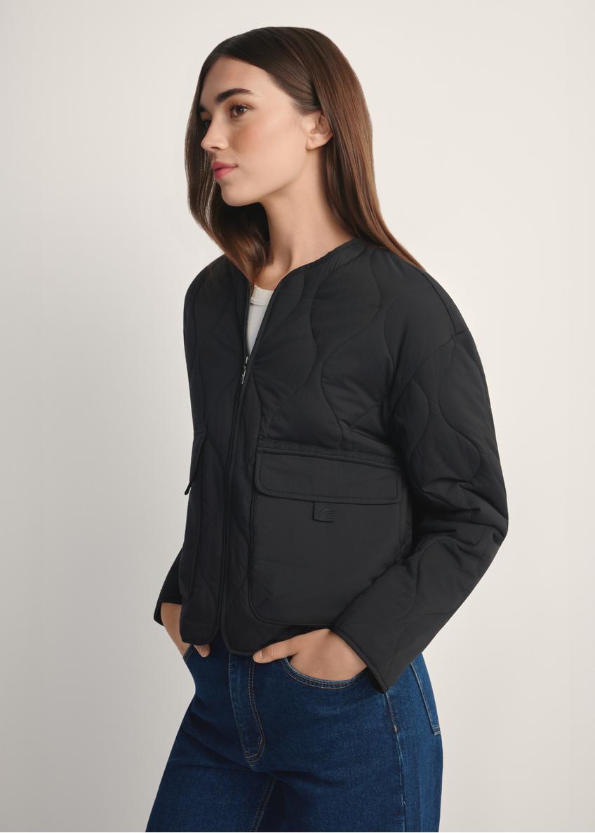 Women's Black Nylon Transitional Jacket KURDT-0656-99(W26)