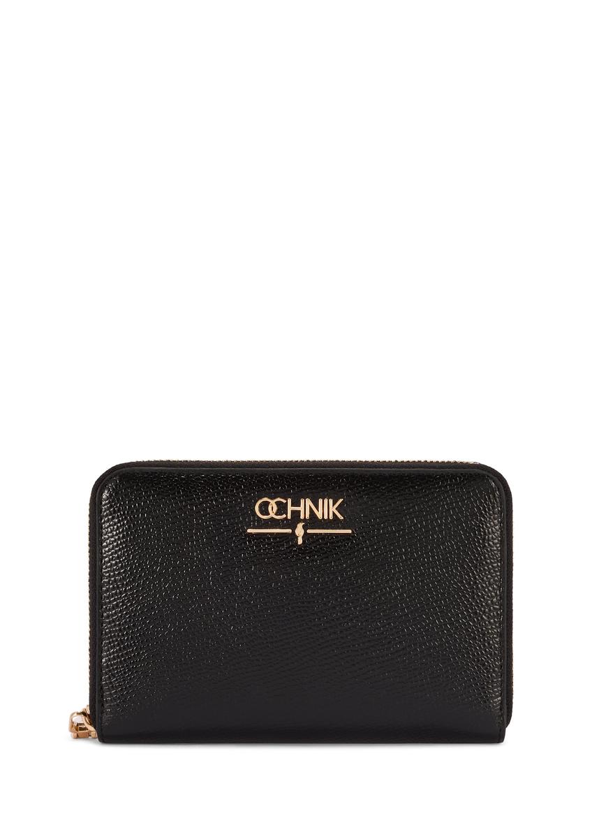 Black medium women's leather wallet PORES-0931A-99(Z25), front product view on white background.