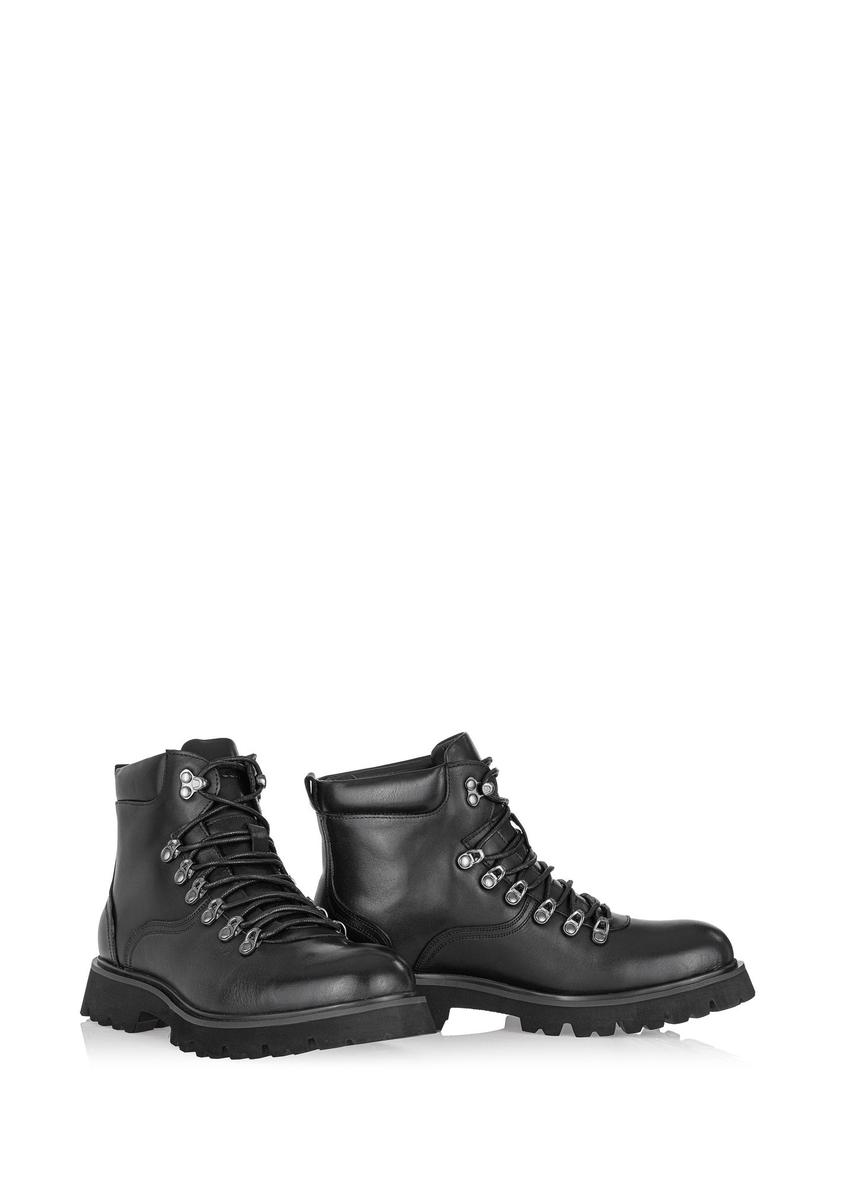 Black leather men's boots  BUTYM-0467-99(Z24)