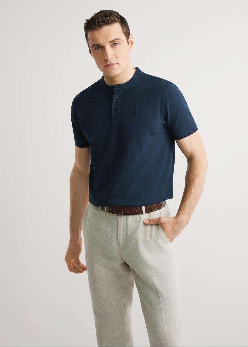 Navy blue men's polo shirt POLMT-0061-7E(W26)
