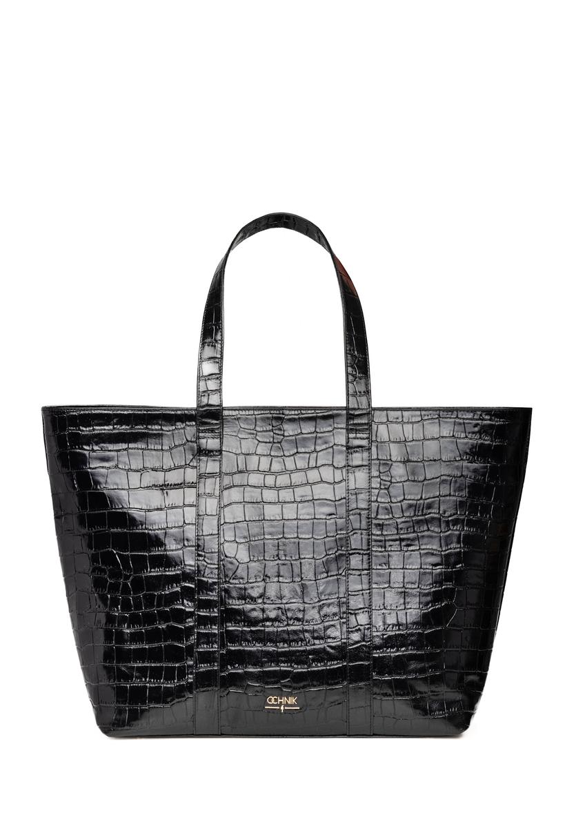 Women's croco shopper bag TORES-0700C-9G(W26), front product view on white background.