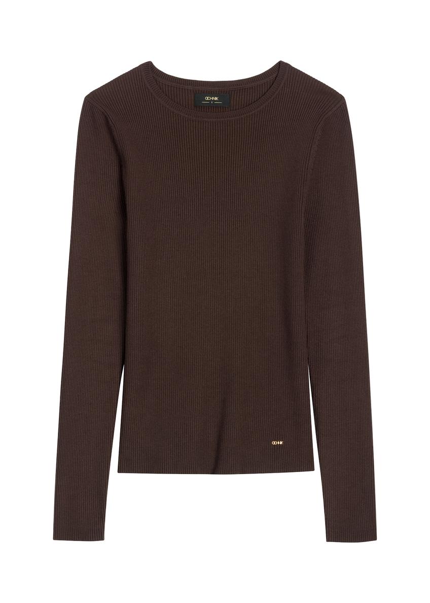Brown ribbed women's longsleeve LSLDT-0028-1 I(W26)