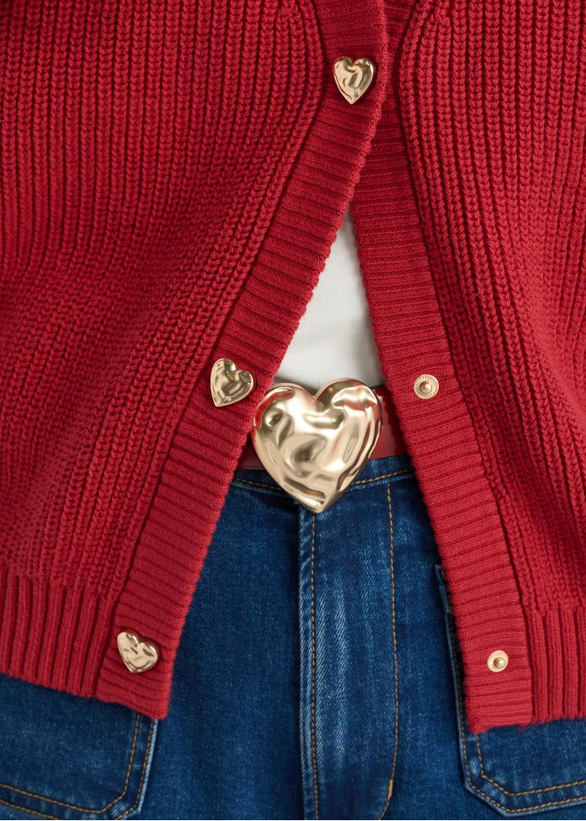 Red women's cardigan KARDT-0062-4B(Z26)