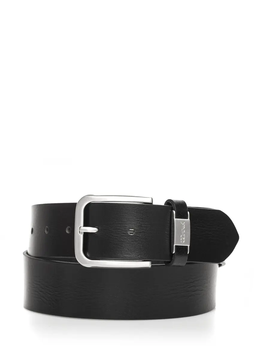 Black leather men's belt PASMS-0129B-99(Z24)