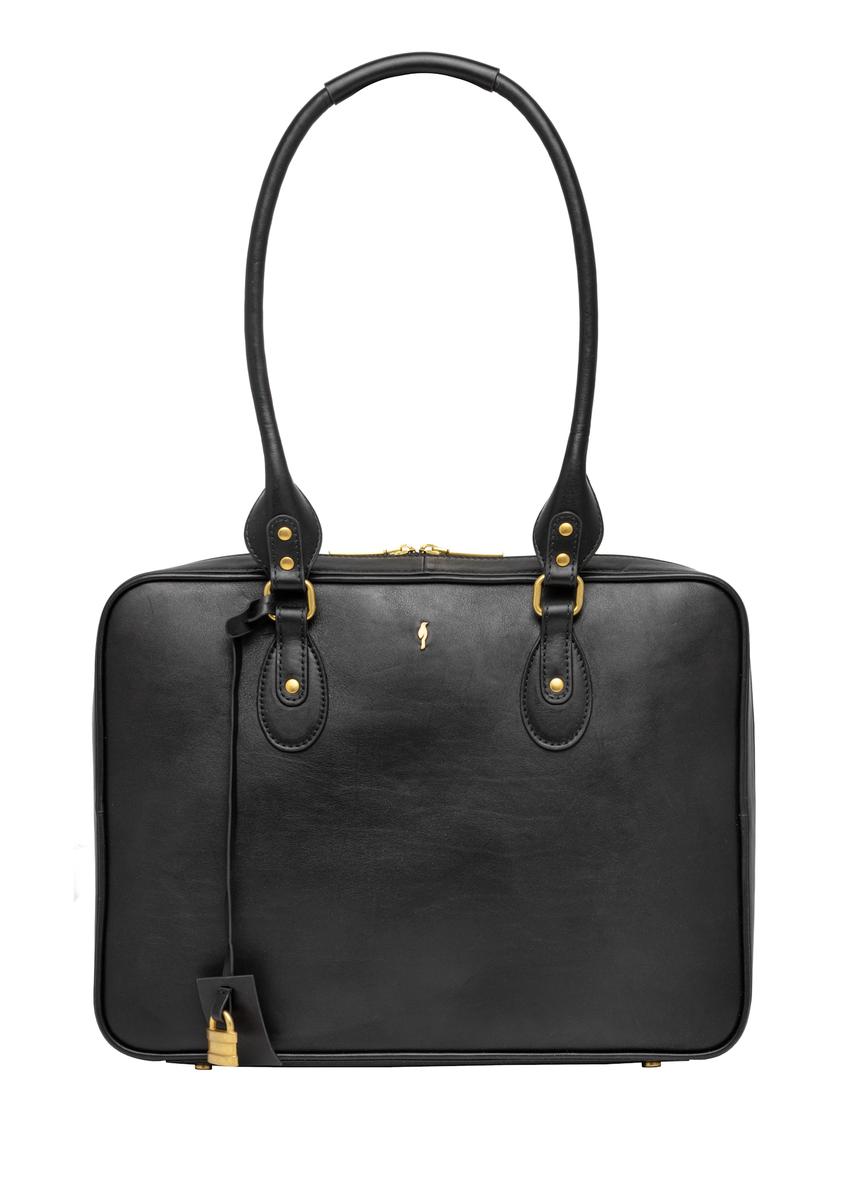 Black leather women's bag TORES-1370-99(Z26), front product view on white background.