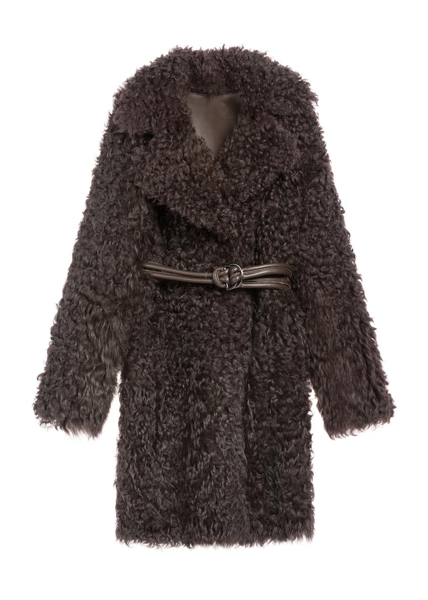 Brown double-sided women's leather sheepskin coat KOZDS-0090-1393(Z25)
