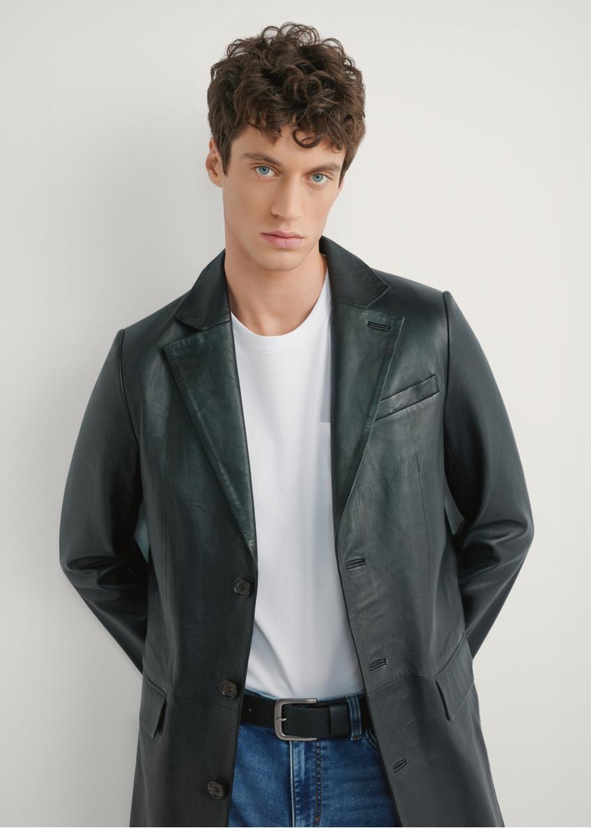 Men's black leather coat KURMS-0388-99(W26)