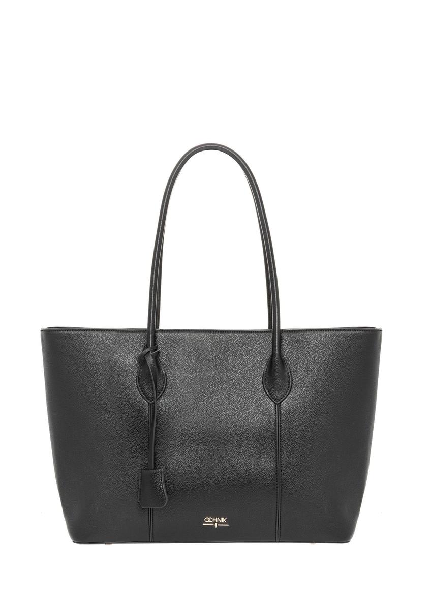 Black women's shopper bag TOREC-1241-9I(Z26) - front product view, on a white background.