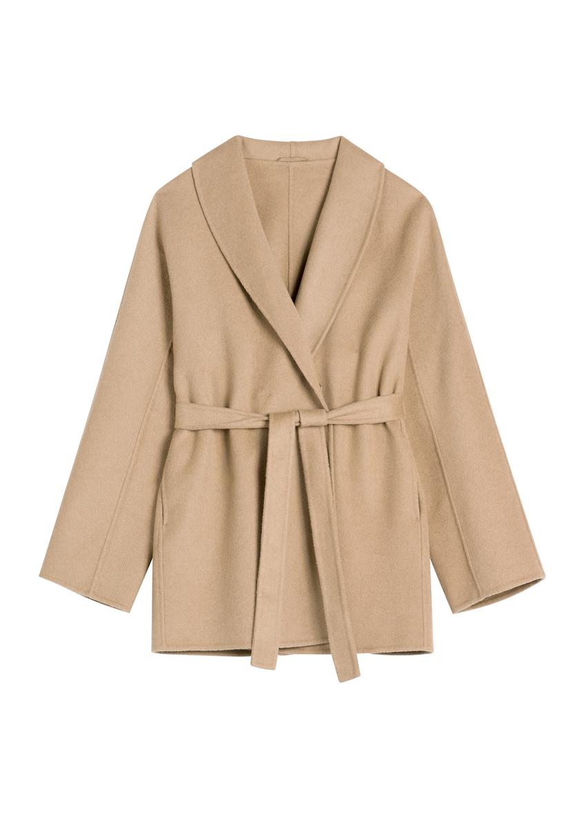 Women's camel wool coat PLADT-0074-1D(W26)