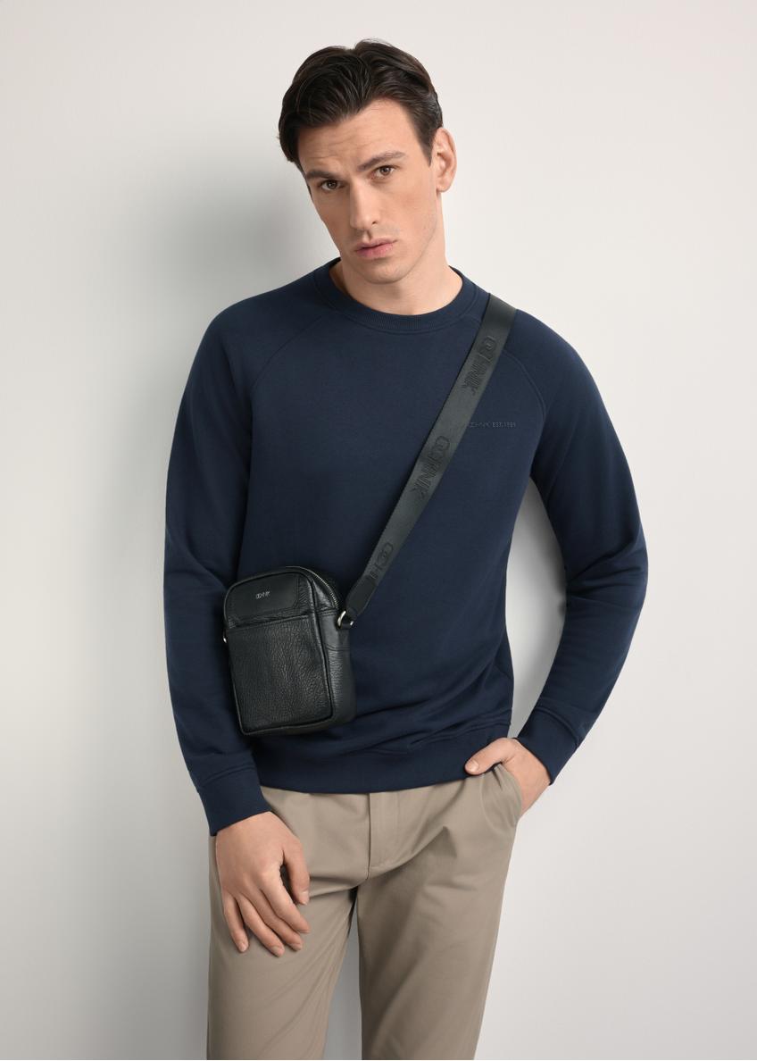 Black leather men's pouch with logo TORMS-0296A-99(Z25)