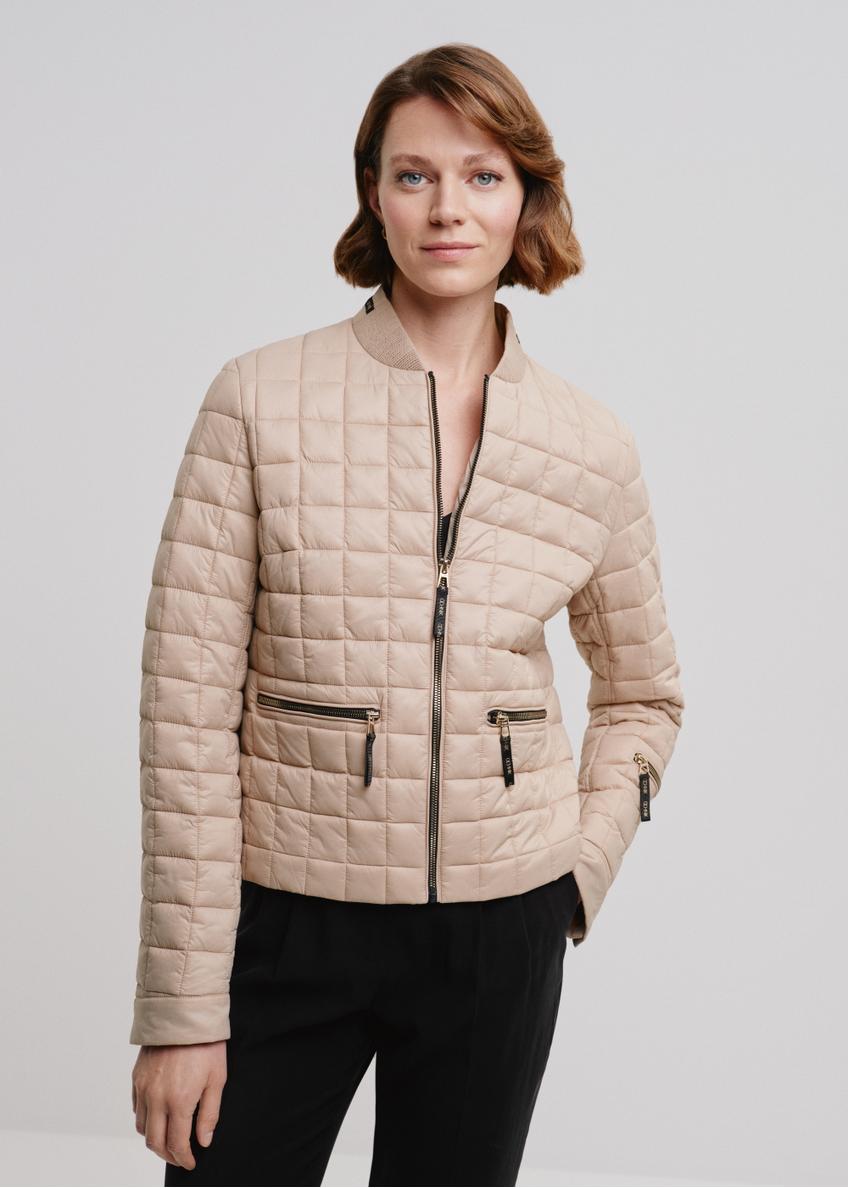 Beige insulated quilted jacket for women KURDT-0505-81(W24)