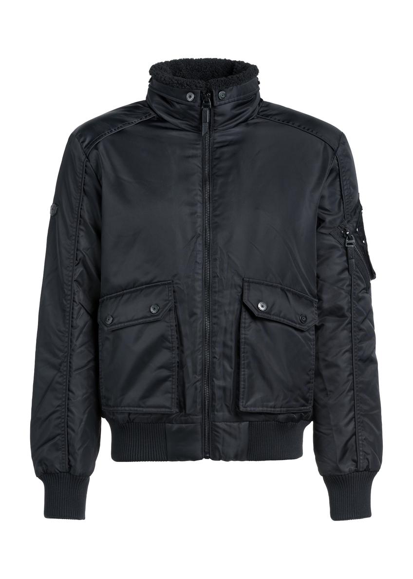 Black men's jacket with collar KURMT-0399-99(Z25)