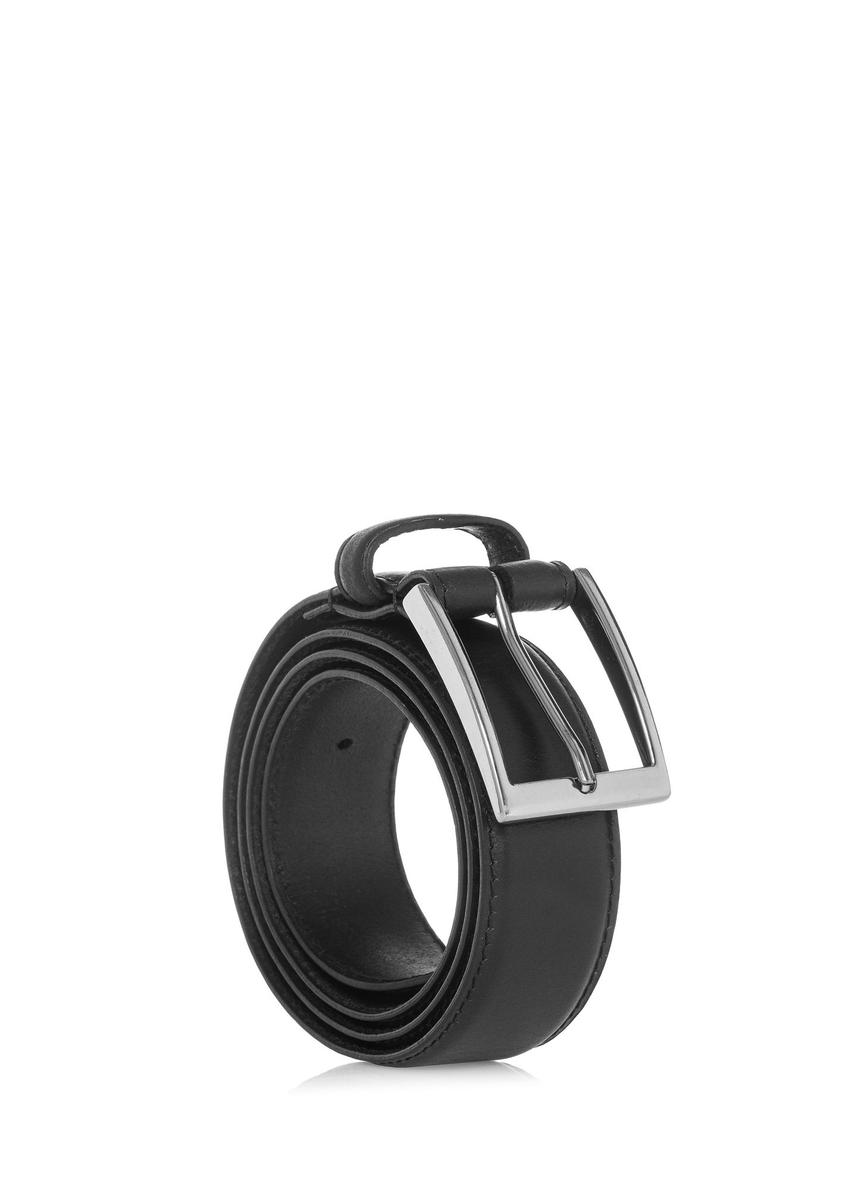 Leather black men's belt PASMS-0258-99(Z24)