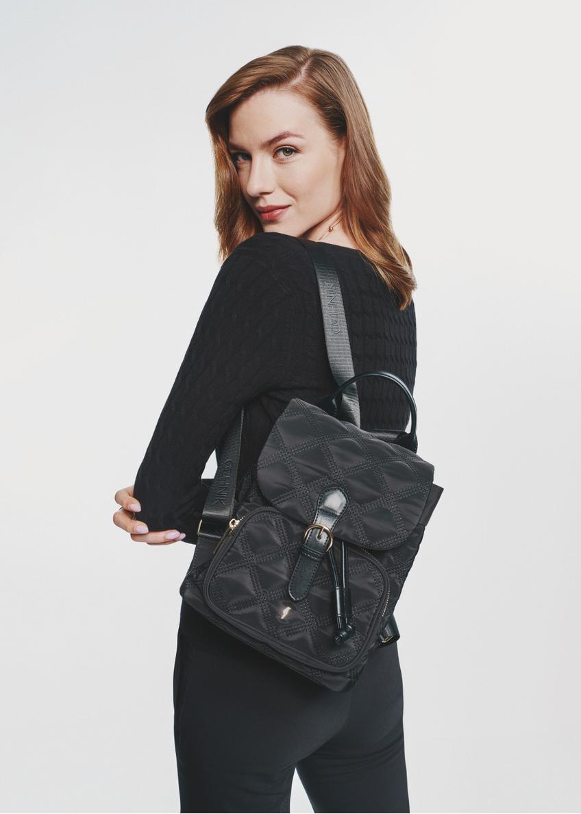 Black Medium Quilted Women's Backpack TOREN-0296-99(Z24)