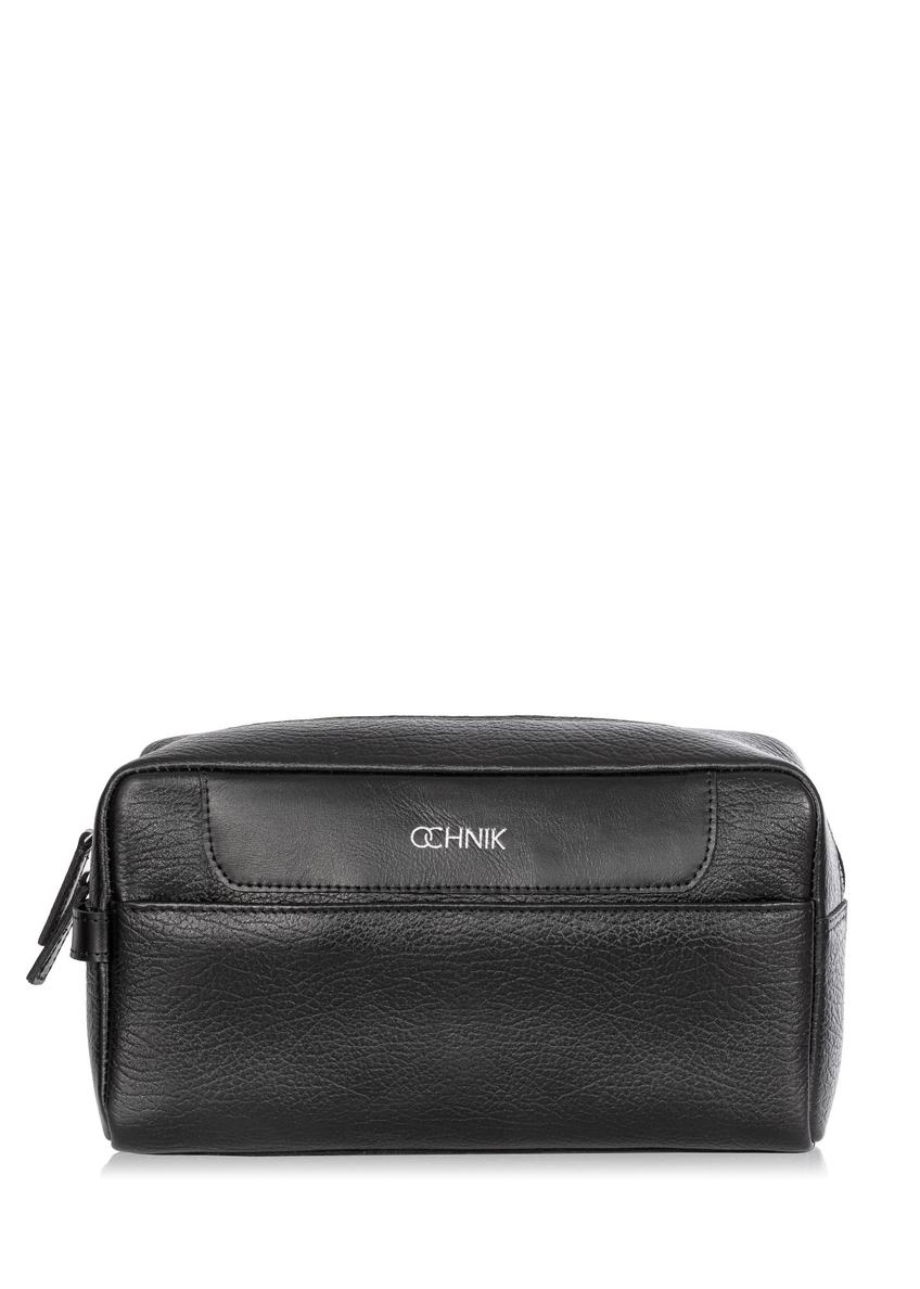 Men's leather cosmetic bag with logo TORMS-0298A-99(Z25) - front product view on white background.