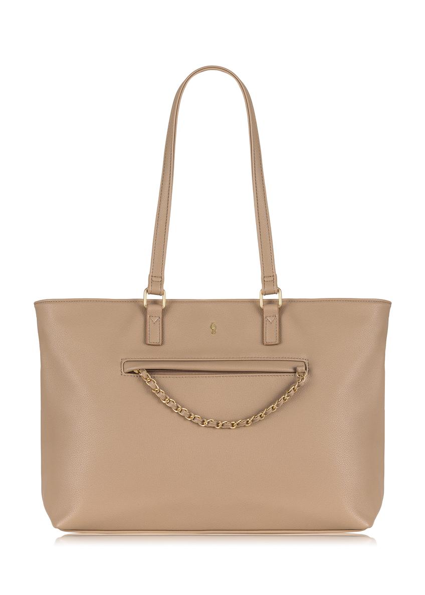 Beige women's handbag with pocket TOREC-0753-81(W23)-01