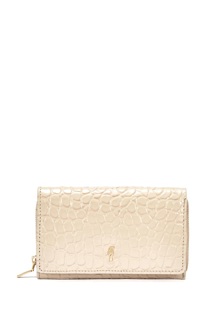 Cream croco leather women's wallet PORES-0956-12(W25)