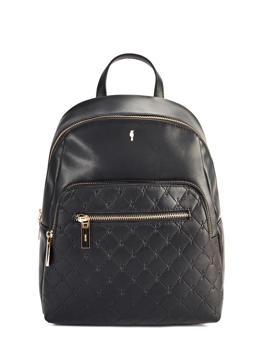 Black monogrammed women's backpack TOREC-1045-98(Z25)