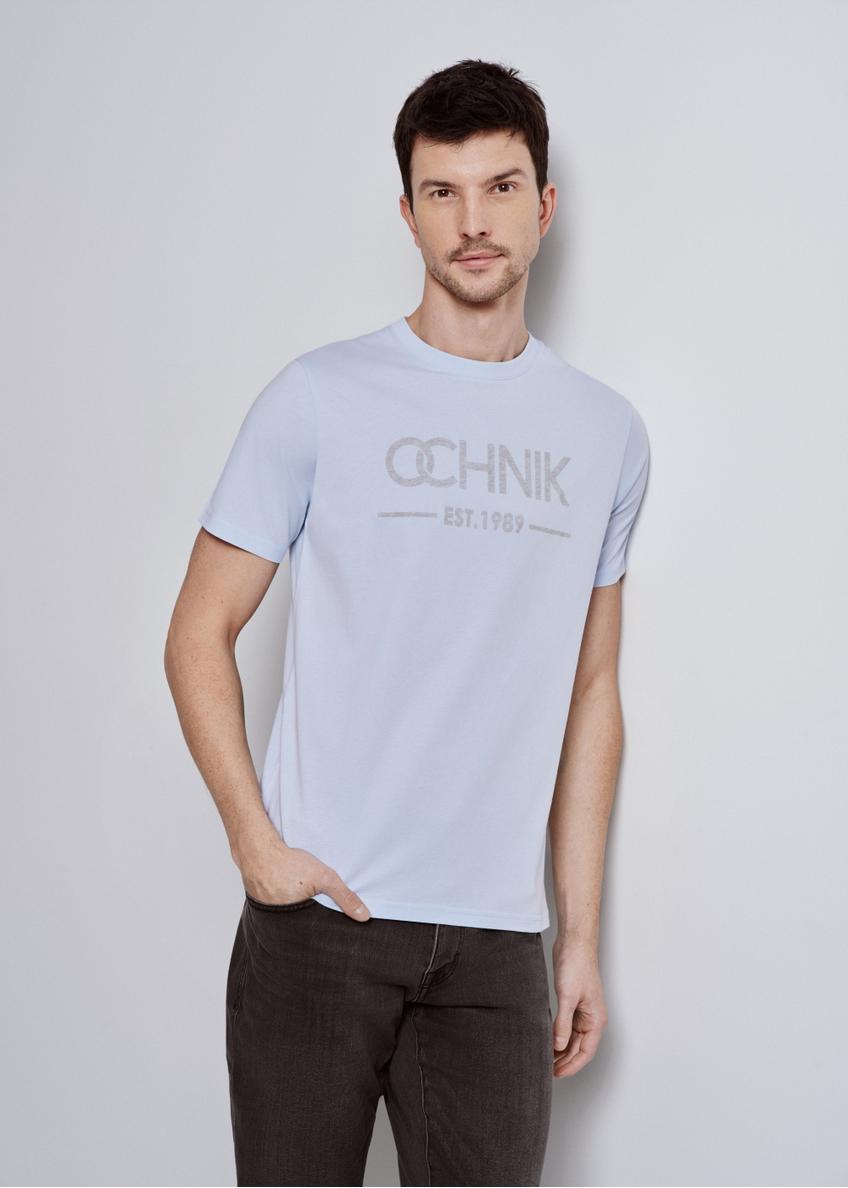 Men's blue T-shirt with logo TSHMT-0095-62(W24)-01