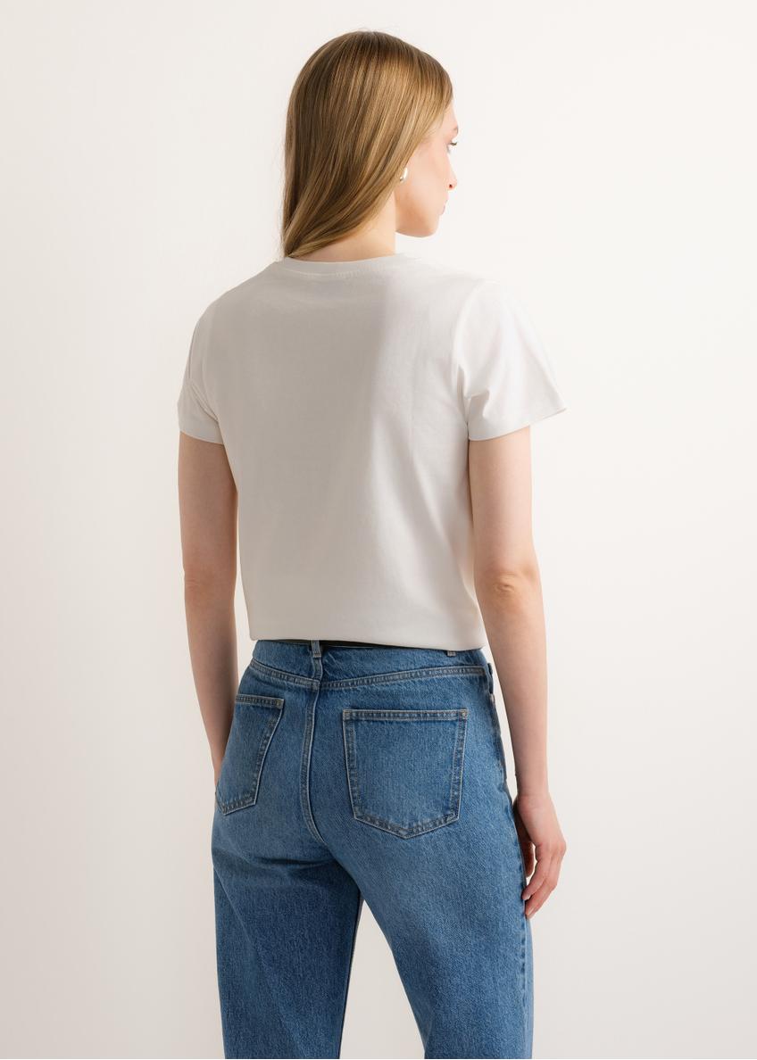 Cream women's t-shirt with print TSHDT-0166-0B(Z26)