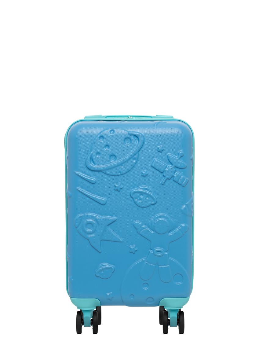 Small blue suitcase on wheels WALAB-0087-7B-18(W26), front product view on white background.