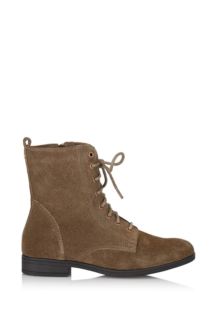 Women's suede ankle boots in khaki color BUTYD-1008-82(Z24)