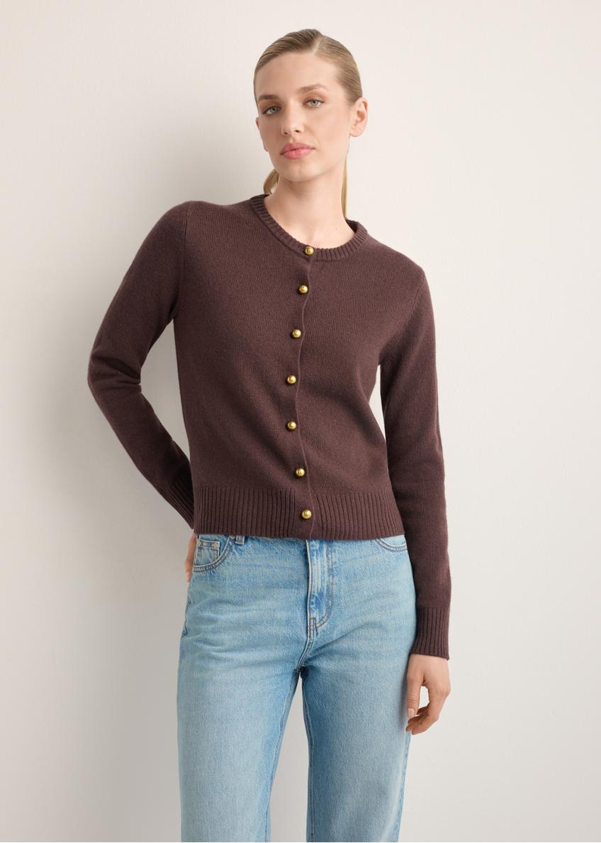 Brown woolen women's cardigan KARDT-0058-1I(Z26)