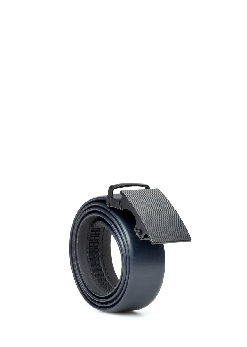 Men's navy blue leather belt PASMS-0269-7E(W26)