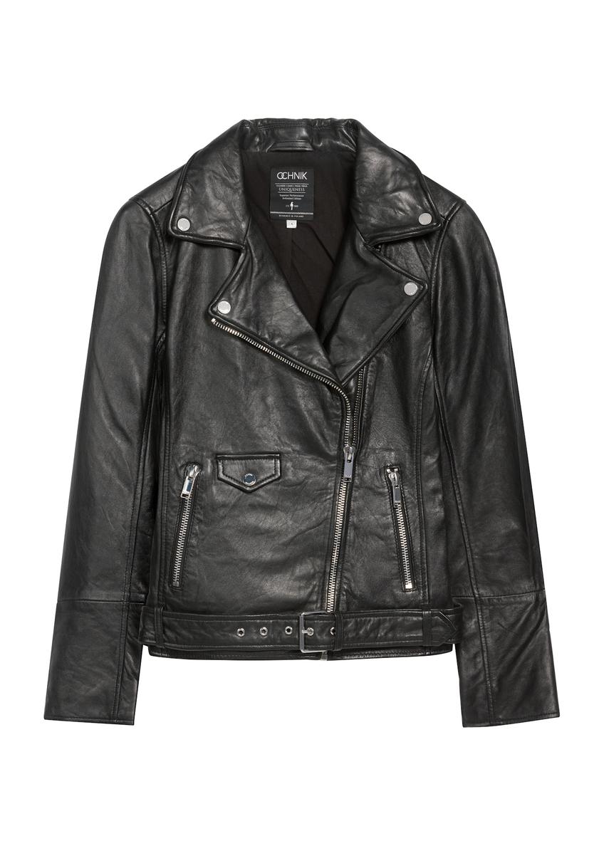 Women's leather jacket in black KURDS-0184A-5471(KS)