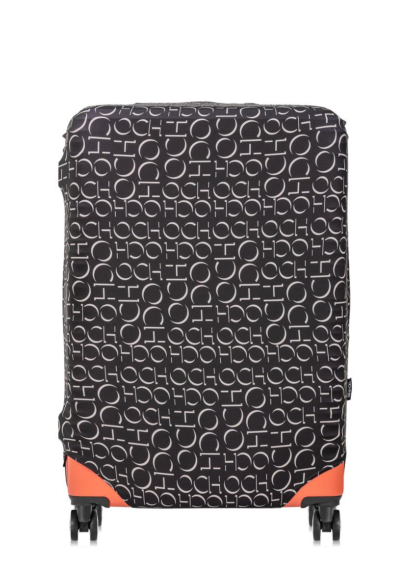 Large suitcase cover with monogram AW-013-0001-98-L(W25), view of the product on the suitcase on a white background.